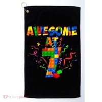 Awesome At 7 Cute Birthday Building Blocks Golf Towel thumb 0