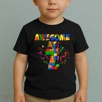 Awesome At 7 Cute Birthday Building Blocks Toddler T-Shirt thumb 2