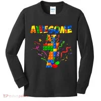 Awesome At 7 Cute Birthday Building Blocks Kids Long Sleeve Shirt thumb 0