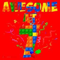Awesome At 7 Cute Birthday Building Blocks Santa Hat thumb 1