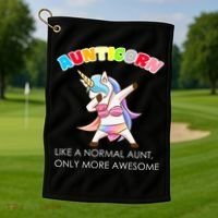 Awesome Aunticorn Like A Normal Aunt Golf Towel thumb 1