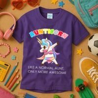 Awesome Aunticorn Like A Normal Aunt Kids T-Shirt thumb 3