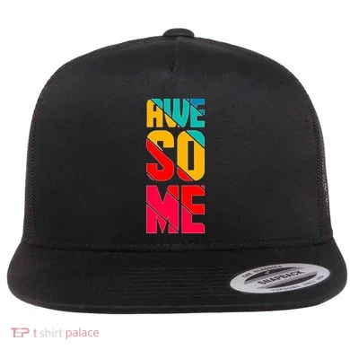 Awesome Broken Letters Flat Bill Trucker Hat