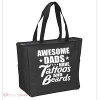 Awesome Dads Have Tattoos And Beards Tote Bag thumb 2