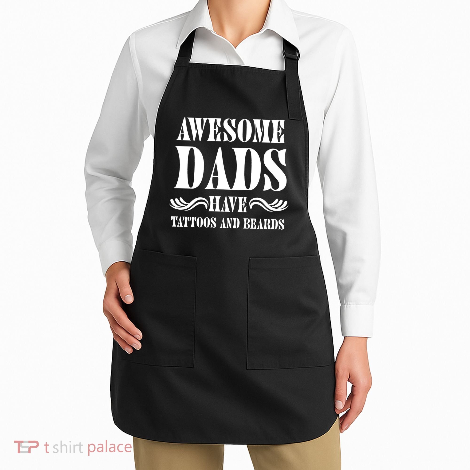 Awesome Dads Have Tattoos And Beards Funny Apron