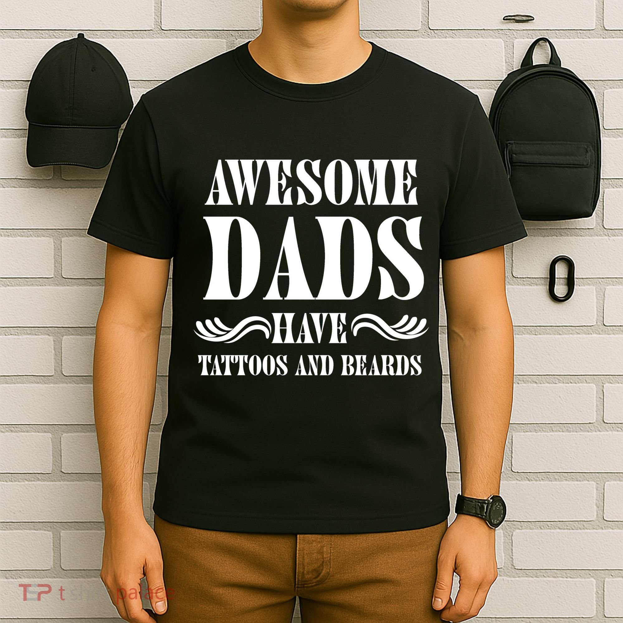 Awesome Dads Have Tattoos And Beards Funny T-Shirt