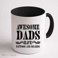 Awesome Dads Have Tattoos And Beards Funny Coffee Mug thumb 1