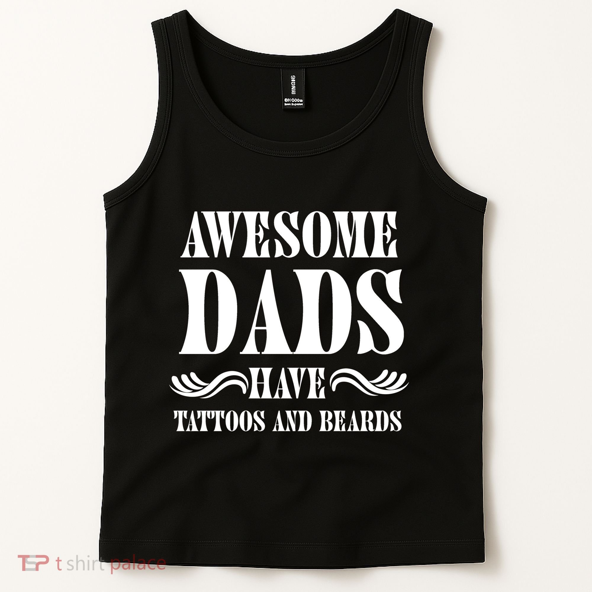 Awesome Dads Have Tattoos And Beards Funny Tank Top