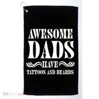 Awesome Dads Have Tattoos And Beards Funny Golf Towel thumb 0