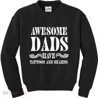 Awesome Dads Have Tattoos And Beards Funny Kids Sweatshirt thumb 0