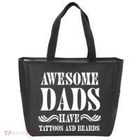 Awesome Dads Have Tattoos And Beards Funny Tote Bag thumb 0