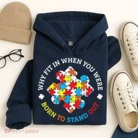 Autism Why Fit In When You Were Born To Stand Out Hoodie thumb 4