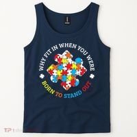 Autism Why Fit In When You Were Born To Stand Out Tank Top thumb 2