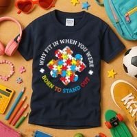Autism Why Fit In When You Were Born To Stand Out Kids T-Shirt thumb 3