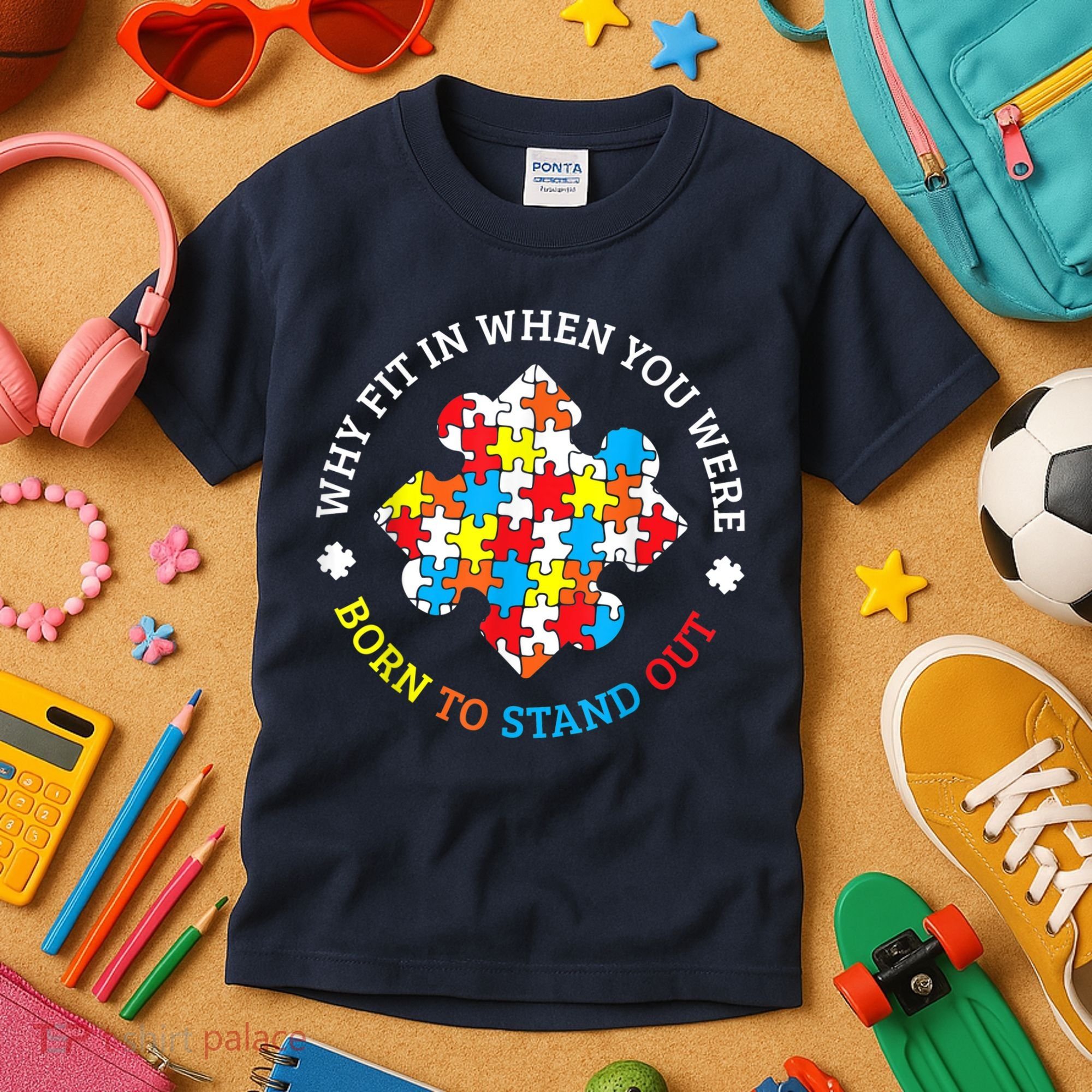 Autism Why Fit In When You Were Born To Stand Out Kids T-Shirt