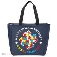 Autism Why Fit In When You Were Born To Stand Out Tote Bag thumb 0
