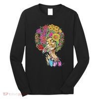 Afro Women Flowers Butterfly Latina African American Melanin Long Sleeve Shirt thumb 0