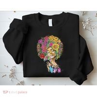 Afro Women Flowers Butterfly Latina African American Melanin Sweatshirt thumb 2
