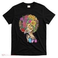 Afro Women Flowers Butterfly Latina African American Melanin T-Shirt thumb 0