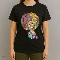 Afro Women Flowers Butterfly Latina African American Melanin T-Shirt thumb 4