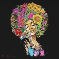 Afro Women Flowers Butterfly Latina African American Melanin T-Shirt thumb 7