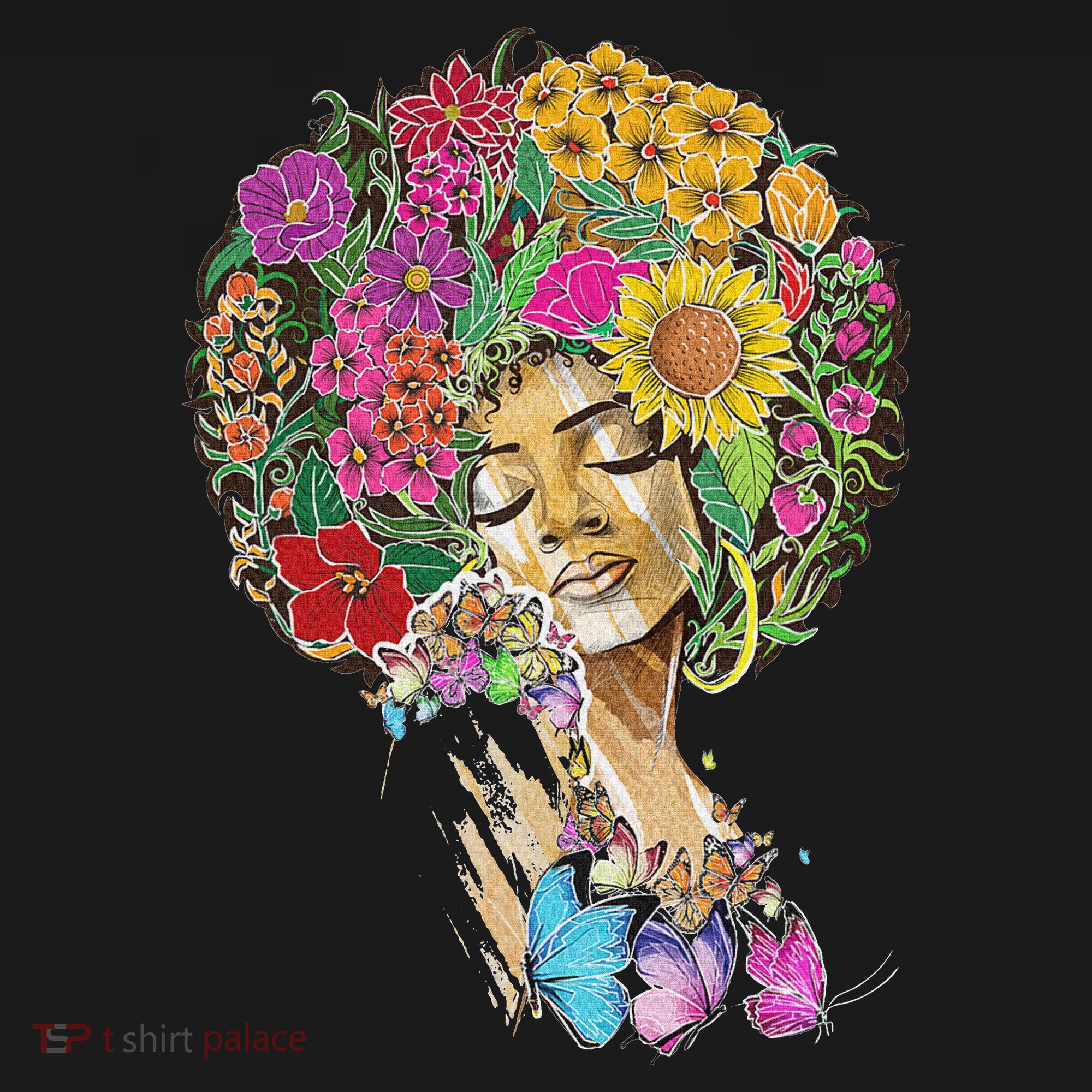 Afro Women Flowers Butterfly Latina African American Melanin Women's Hoodie