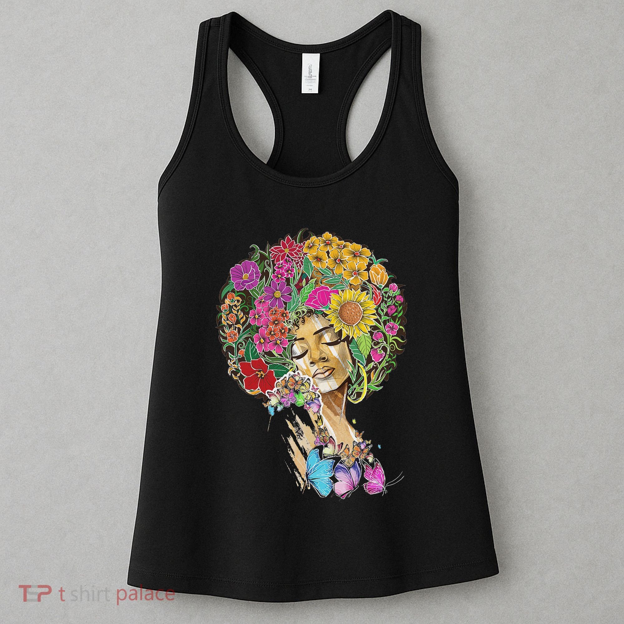 Afro Women Flowers Butterfly Latina African American Melanin Women's Tank Top