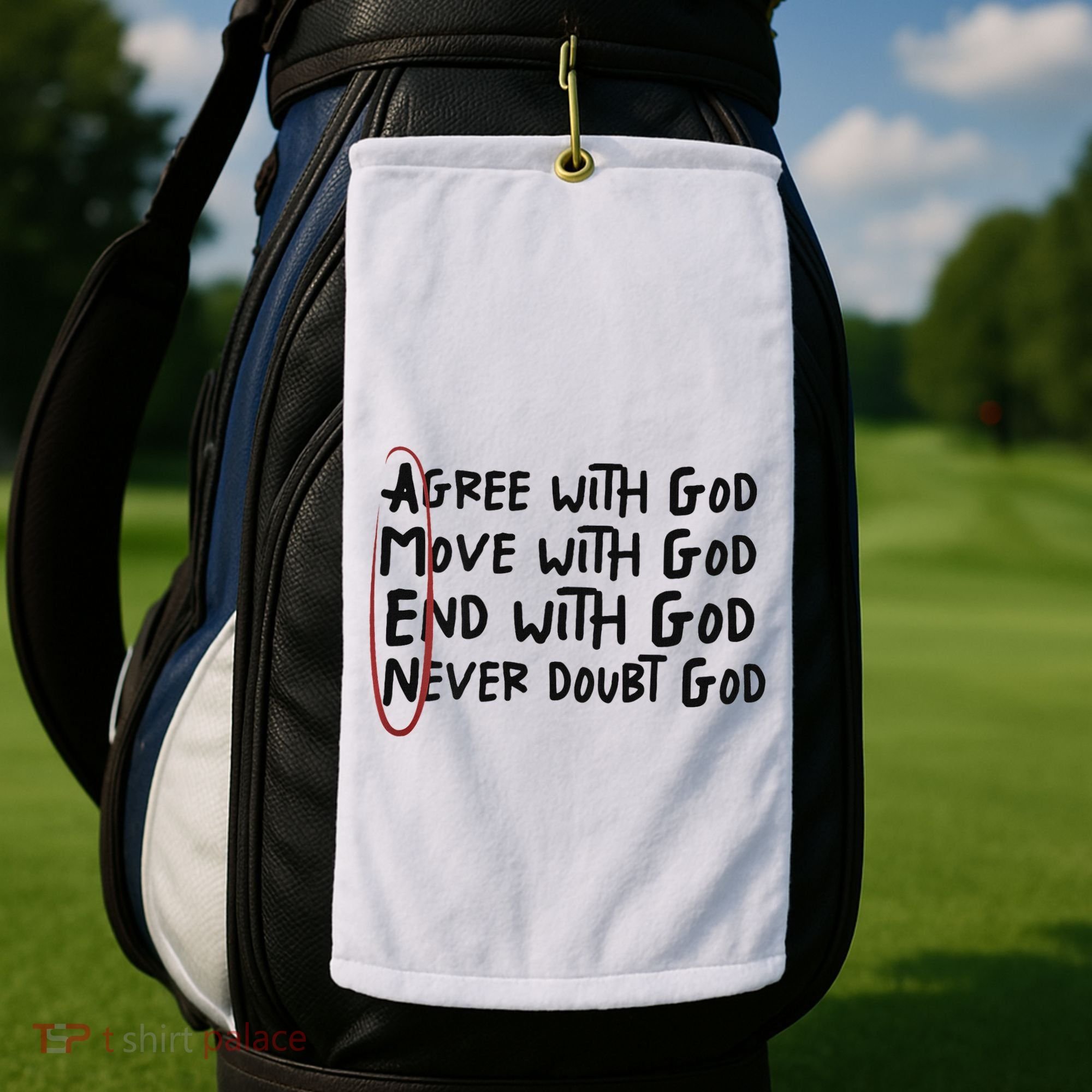 Agree With God Move With God End With God Never Doubt God Golf Towel
