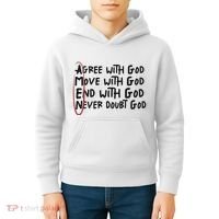 Agree With God Move With God End With God Never Doubt God Kids Hoodie thumb 4