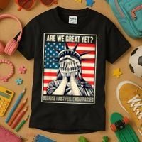 Are We Great Yet Because I Just Feel Embarrassed Kids T-Shirt thumb 3