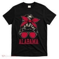 Alabama Women Girl Mom Messy Bun Hair. T-Shirt thumb 0