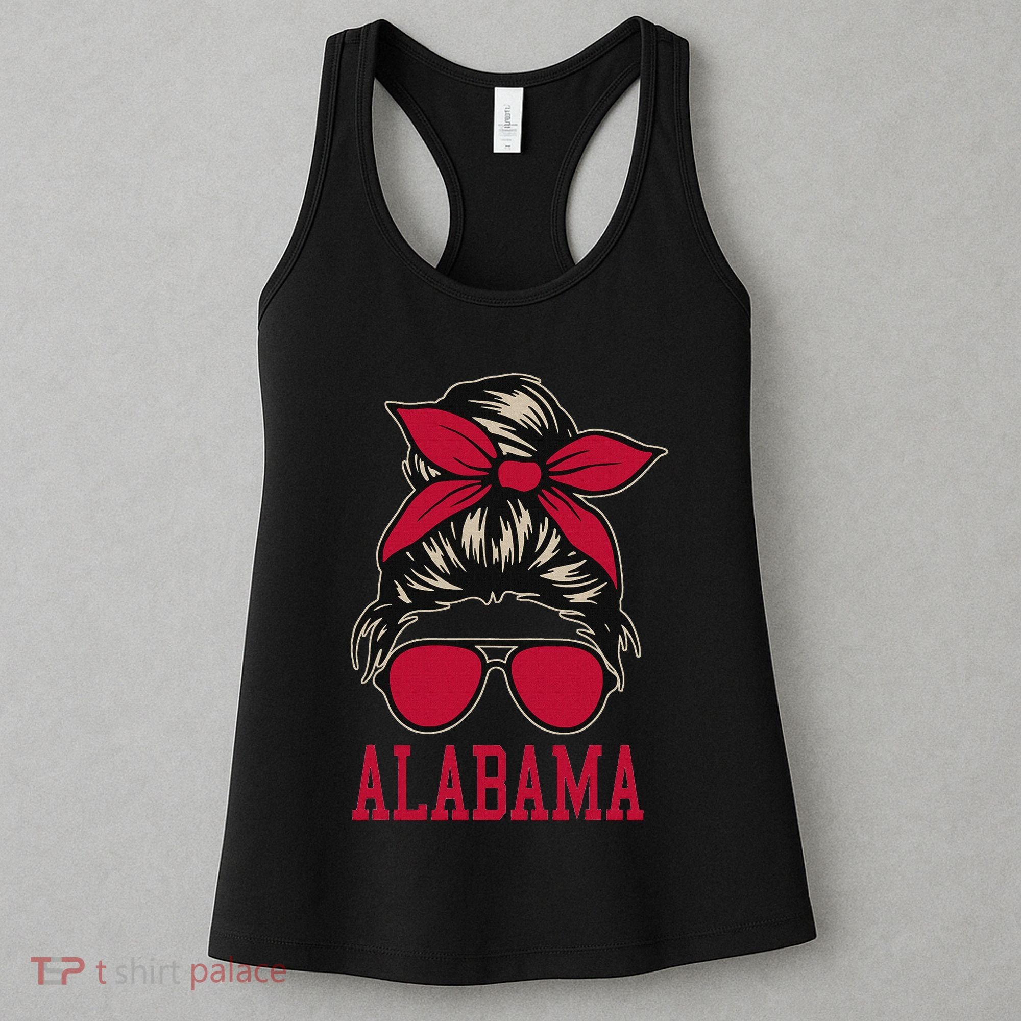 Alabama Women Girl Mom Messy Bun Hair. Women's Tank Top