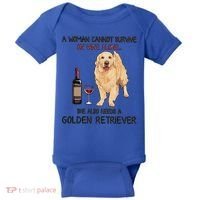 A Woman Gift Cannot Survive On Wine Alone Golden Retriever Gift Baby Bodysuit thumb 0