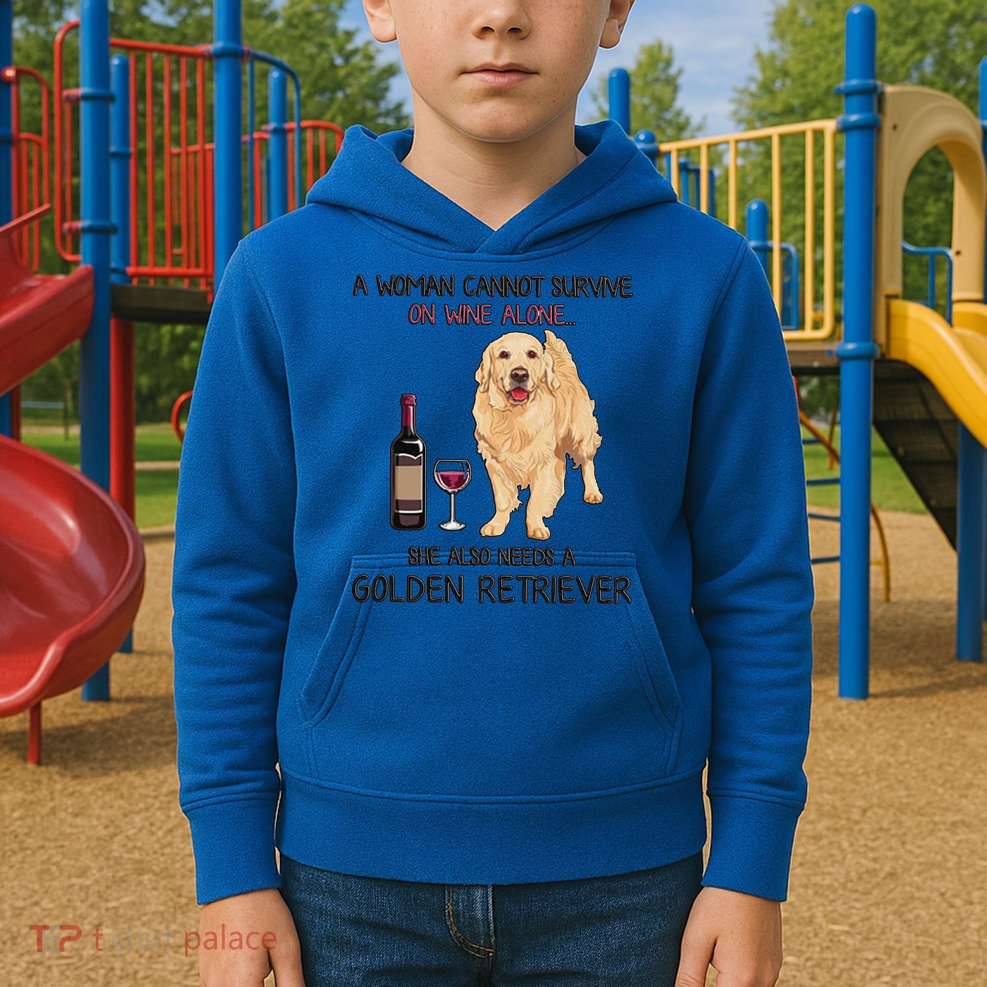 A Woman Gift Cannot Survive On Wine Alone Golden Retriever Gift Kids Hoodie