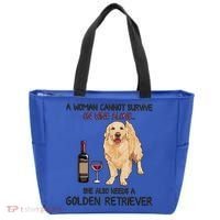 A Woman Gift Cannot Survive On Wine Alone Golden Retriever Gift Tote Bag thumb 0