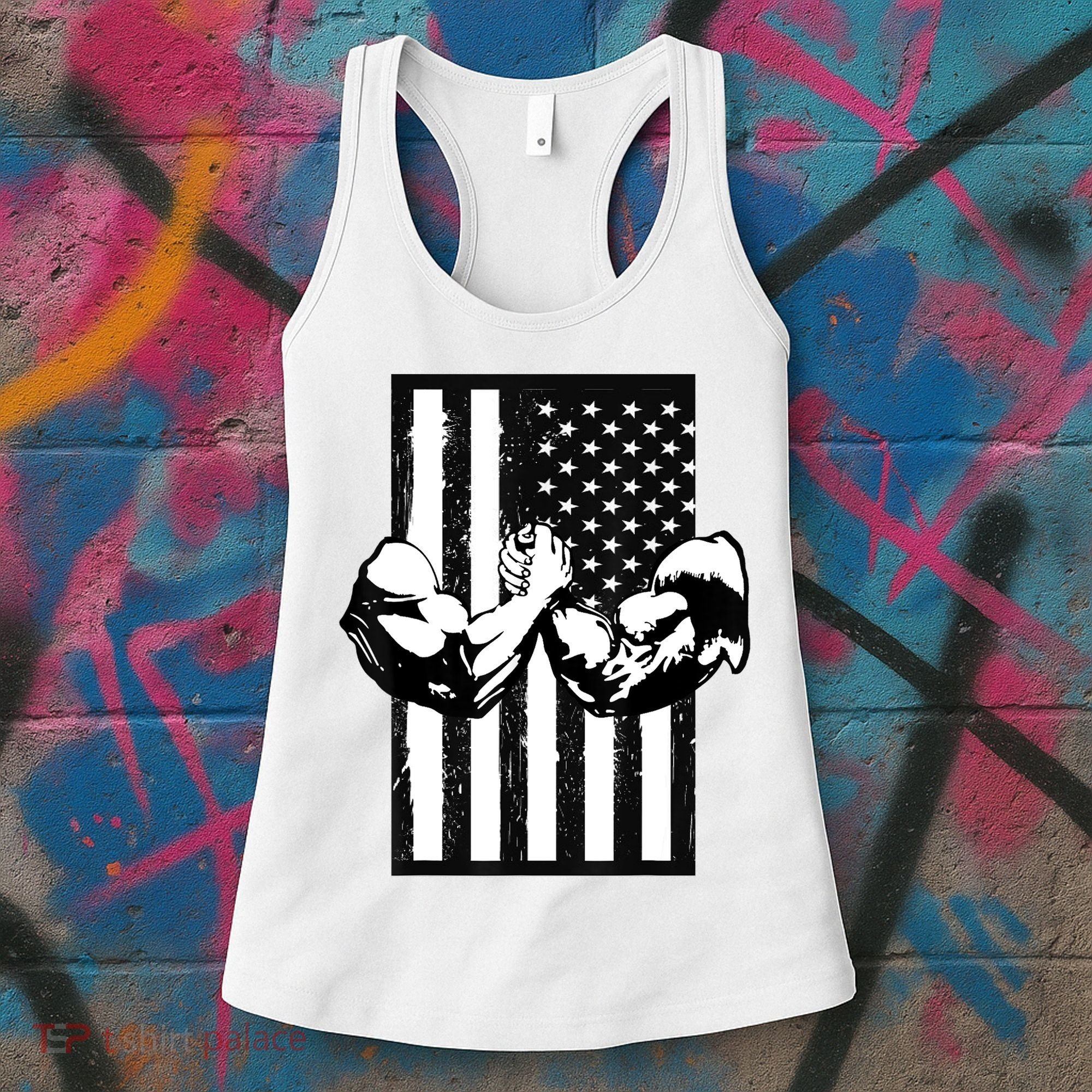 Arm Wrestling Gift USA Flag Armwrestling Sports Power Gift Idea Gift Women's Tank Top