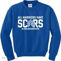 All Warriors Have Scars Lung Cancer Survivor Gift Kids Sweatshirt thumb 0