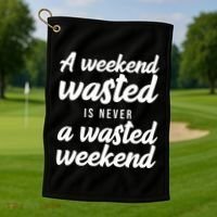 A Weekend Is Never A Wasted Weekend Golf Towel thumb 1