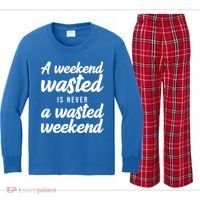 A Weekend Is Never A Wasted Weekend Kids Long Sleeve Plaid Pajama Set thumb 0