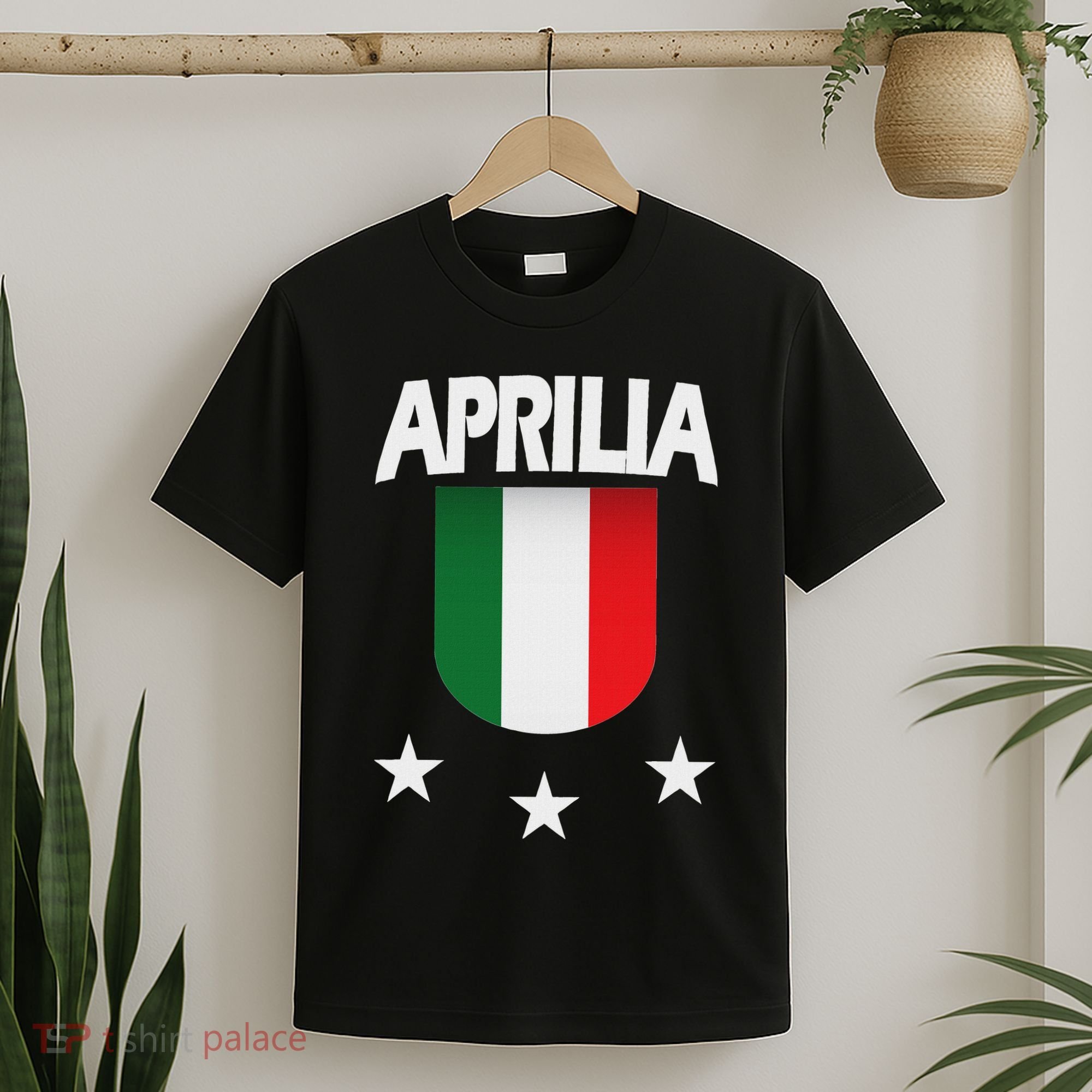 Aprilia With Italian Flag And 3 White Stars T-Shirt