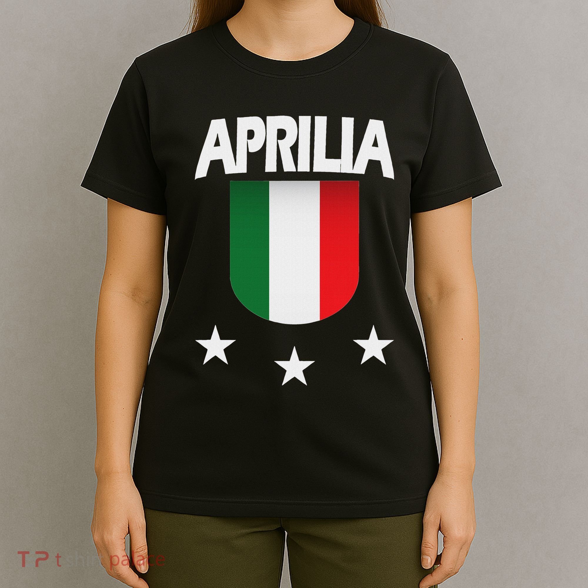 Aprilia With Italian Flag And 3 White Stars T-Shirt