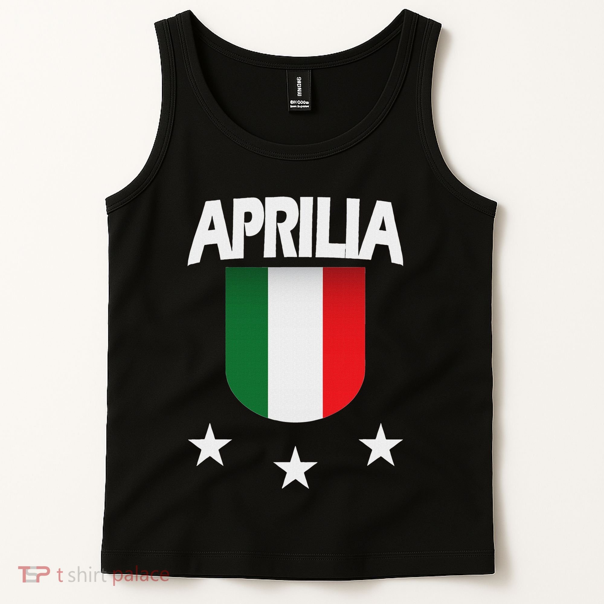 Aprilia With Italian Flag And 3 White Stars Tank Top