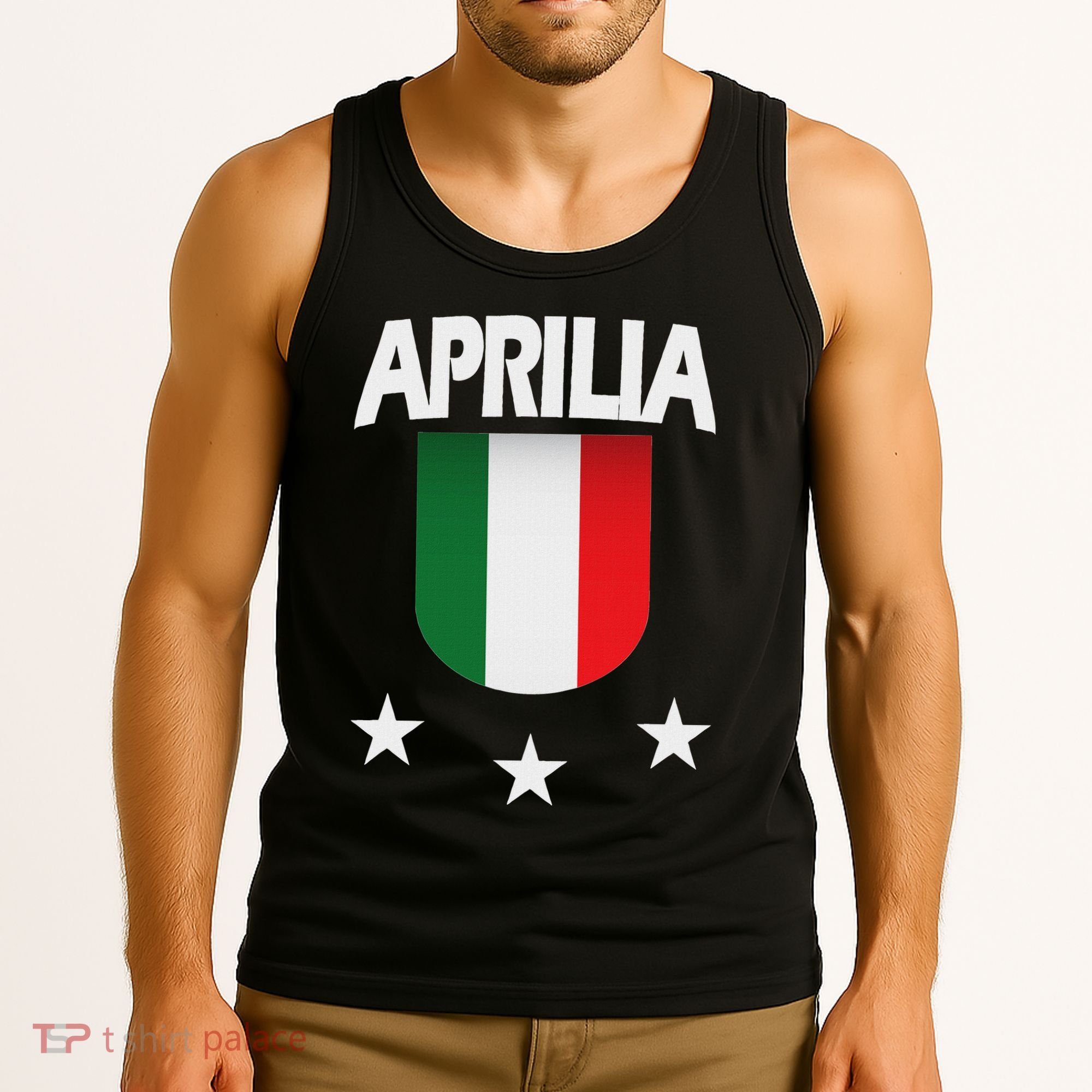 Aprilia With Italian Flag And 3 White Stars Tank Top