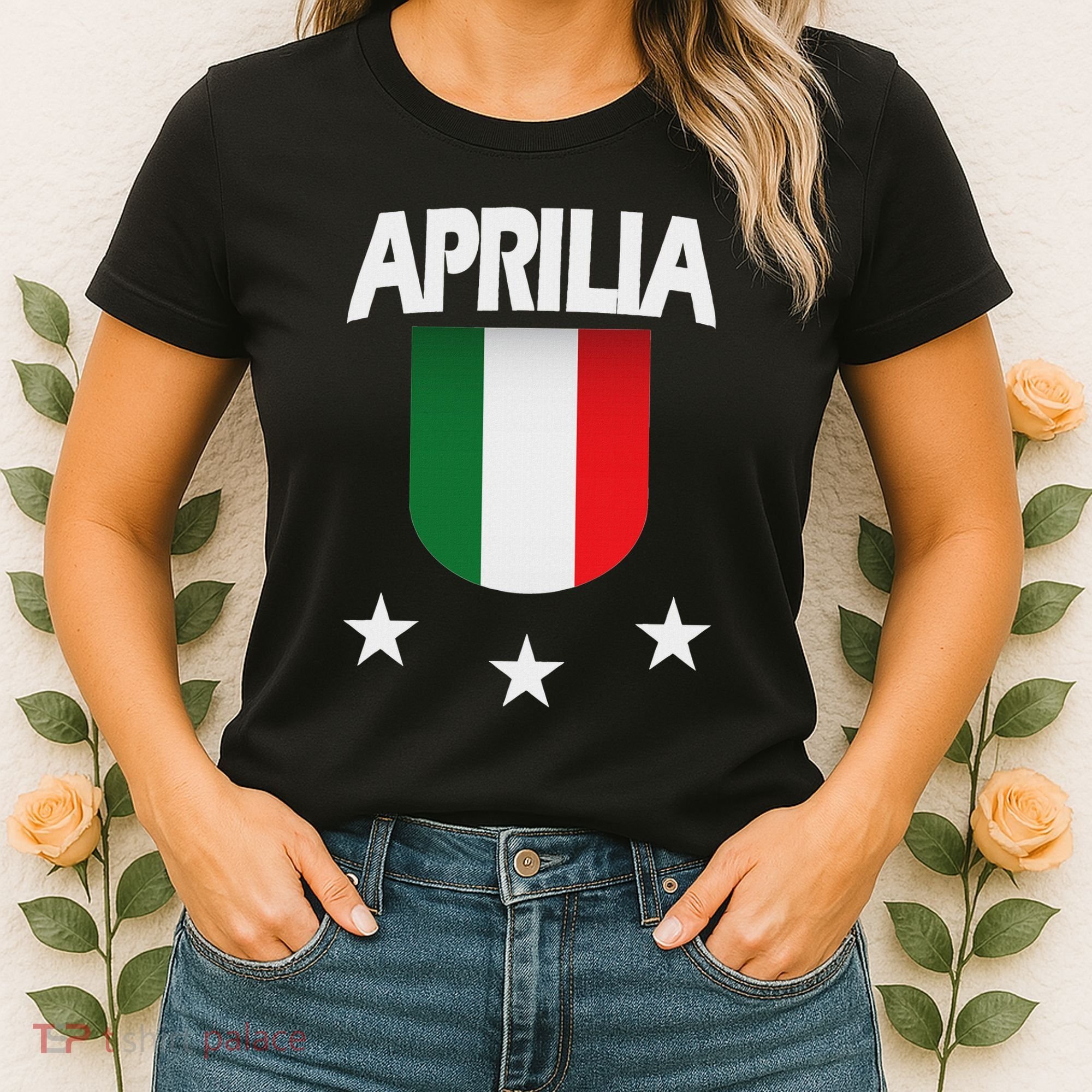 Aprilia With Italian Flag And 3 White Stars Women's T-Shirt