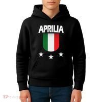 Aprilia With Italian Flag And 3 White Stars Kids Hoodie thumb 4