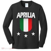 Aprilia With Italian Flag And 3 White Stars Kids Long Sleeve Shirt thumb 0