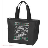 And why is the carpet all wet Todd Tote Bag thumb 3