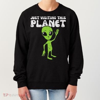 Alien Wave Just Visiting This Planet Funny Women Women's Sweatshirt