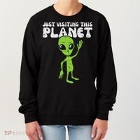 Alien Wave Just Visiting This Planet Funny Women Women's Sweatshirt thumb 0