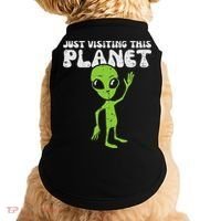 Alien Wave Just Visiting This Planet Funny Women Doggie Tank thumb 0